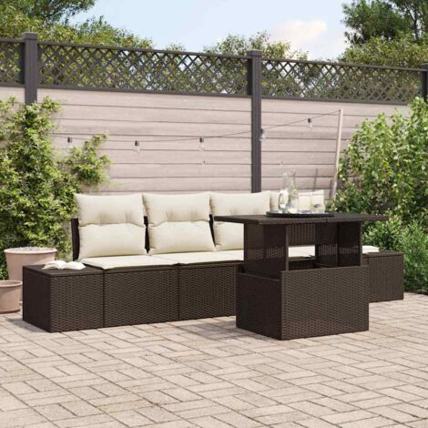 vidaXL Garten Sofa Set 5-teilig Braun Rattan GartenmöbelRechteckig