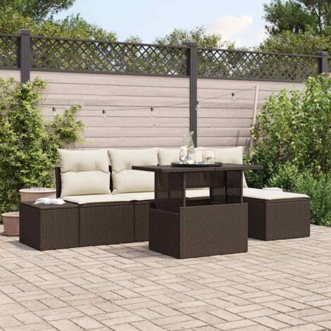 vidaXL Garten Sofa Set 6 Teile Braun Rattan 6-teiliges Sofa Set