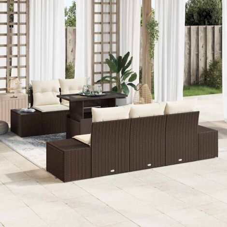 vidaXL Garten Sofa Set 6-teilig Braun Poly-Rattan Outdoor-Sofa-Set