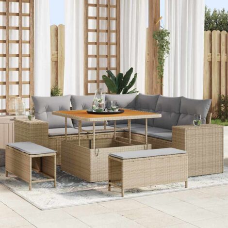 vidaXL Garten-Sofa-Set 8 pcs Beige und Hellgrau 100 x 100 x 71 cm
