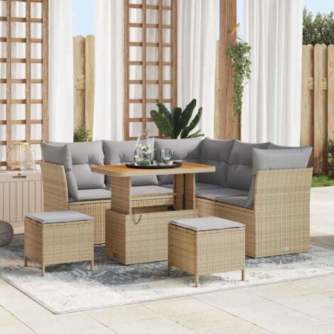 vidaXL Garten-Sofa-Set 8 pcs Beige und Hellgrau 90 x 55 x 71 cm