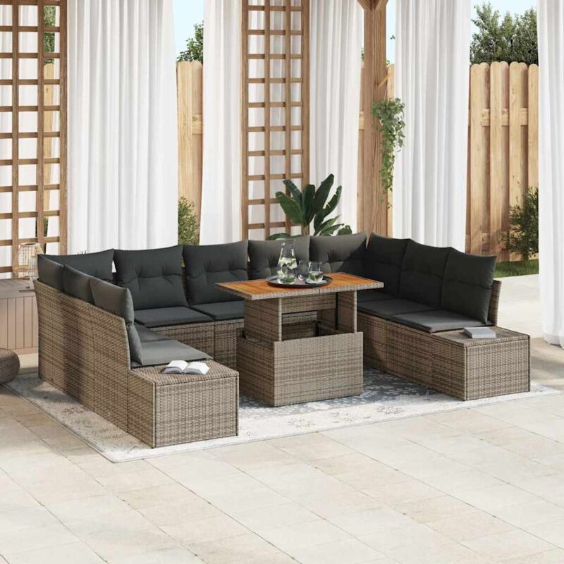 Garten Sofa Set Aus 10 Grau, Schwarz - Vidaxl