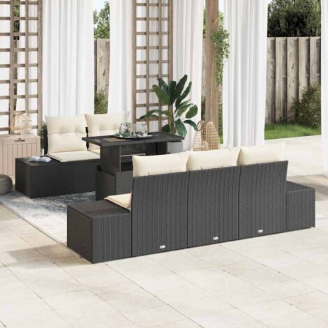 vidaXL Garten-Sofa-Set Set aus 6 Braun Poly Rattan Garten-Sofa-Set
