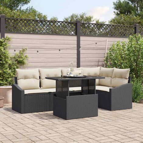 vidaXL Garten Sofa Set Set aus 6 Schwarz Rattan Outdoor Sofa Set