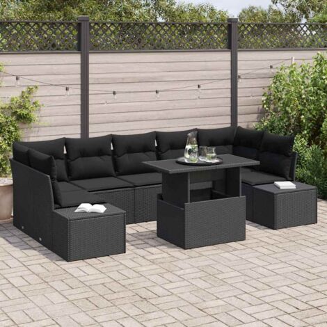 vidaXL Garten-Sofa-Set Set von 8 Dunkelgrau Poly-Rattan Outdoor-Sofa