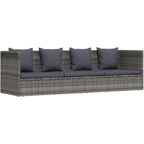 vidaXL Garten-Sofabett 200x60 cm Poly Rattan Grau