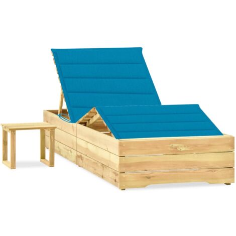 vidaXL Garten-Sonnenliege mit Tisch und Auflage Kiefer Imprägniert