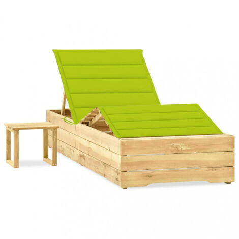 vidaXL Garten-Sonnenliege mit Tisch und Auflage Kiefer Imprägniert