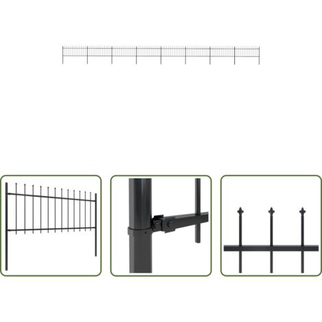 vidaXL Gartenabgrenzung - Gartenzaun mit Speerspitze Stahl 1426 x 80 cm Schwarz