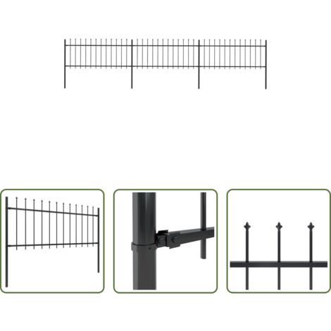 vidaXL Gartenabgrenzung - Gartenzaun mit Speerspitze Stahl 537 x 80 cm Schwarz