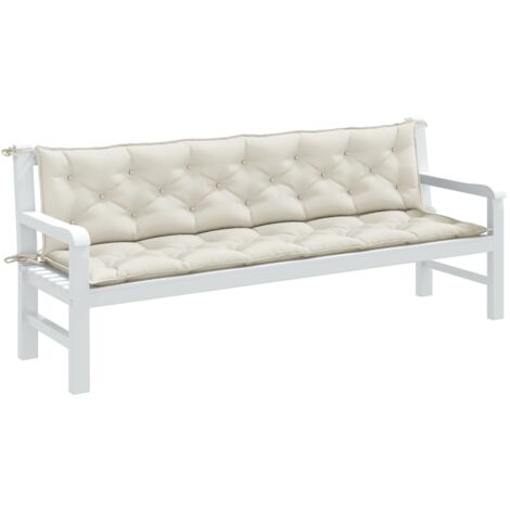 vidaXL Gartenbank-Auflagen 2 Stk. Melange Creme 200x50x7 cm Stoff