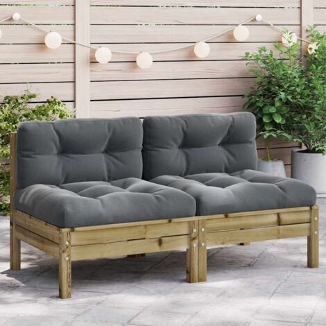 vidaXL Gartenbank ohne Armlehnen und Kissen 2 Stück imprägnierte Kiefer
