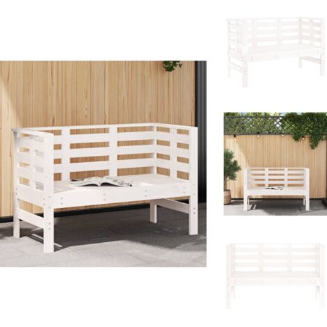 vidaXL Gartenbank weiß 111,5x53x71 cm aus massivem Kiefernholz