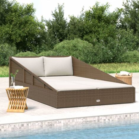 vidaXL Gartenbett Braun 110x200 cm Poly Rattan