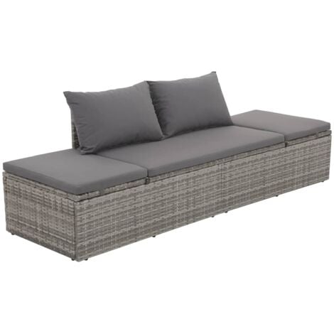 vidaXL Gartenbett Grau 195×60 cm Poly Rattan