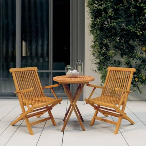 vidaXL Gartenessgruppe 3 tlg. Massives Teakholz