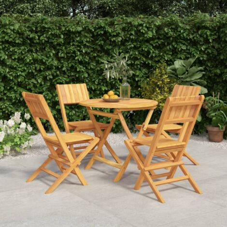 vidaXL GartenEssgruppe 5 Teilig Massivholz Teak