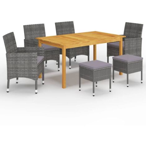 vidaXL GartenEssgruppe 7-teilig Grau