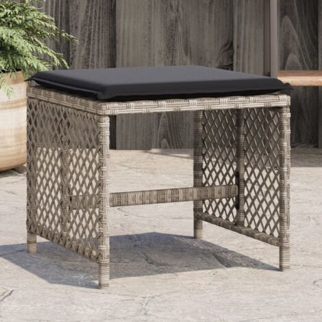 vidaXL Gartenhocker und Kissen Set von 4 in Hellgrau 41x41x36 cm