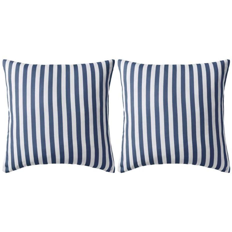 Gartenkissen 2 Stk. Streifenmuster 45 X 45 Cm Marineblau Vidaxl