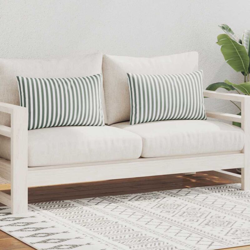 Vidaxl Gartenkissen Set Von 2 Streifen 60 X 40 Cm Grau