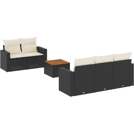 vidaXL Gartenliege 6-teilig mit Kissen schwarz Geflecht