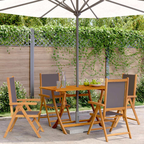 vidaXL Gartenliegestühle 4er Set aus Stoff und massivem Holz