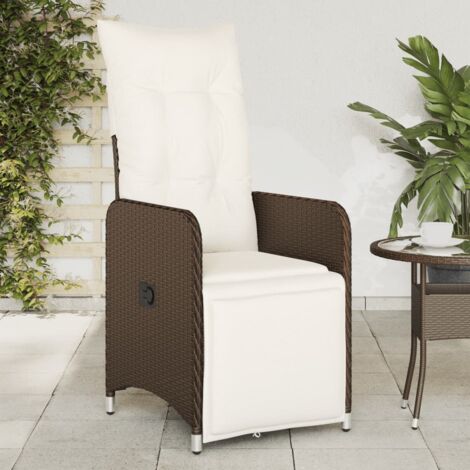 vidaXL Gartenliegestühle Set mit 2 und braunen Kissen aus Rattan