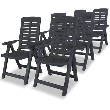 vidaXL Gartenliegestühle Set von 6 Kunststoff Anthrazit