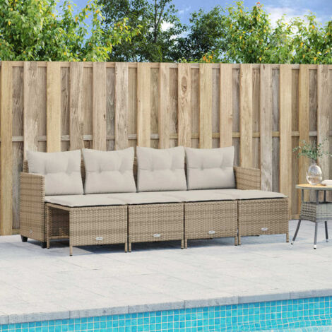vidaXL Gartenlounge mit Kissen 5 Teilig beige geflochtene Kunstfaser