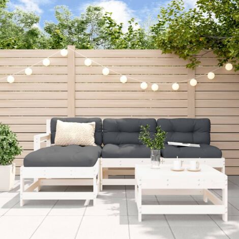 vidaXL Gartenmöbel 5-teilig massivem Kiefernholz weiß