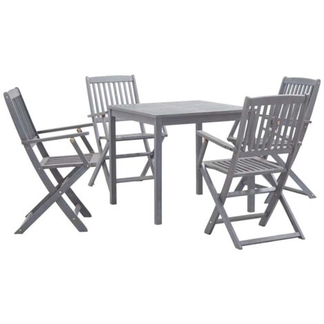 vidaXL Gartenmöbel-Set 5-teilig Akazienholz Grau