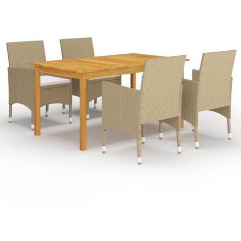 vidaXL Gartenmöbel-Set 5-teilig Beige