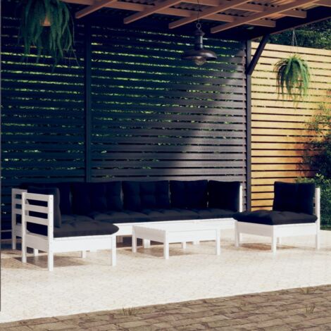 vidaXL Gartenmöbel-Set 7-teilig mit Kissen aus massivem Kiefernholz