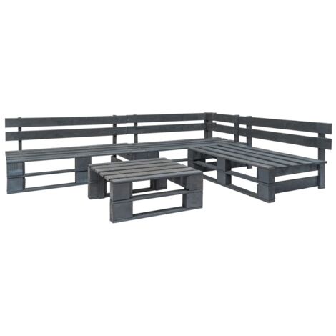 vidaXL Gartenmöbel Set Palette 4-teilig Holz Grau