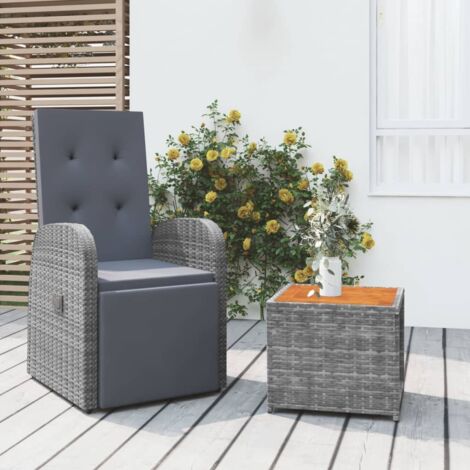 vidaXL Gartenmöbelset 2-teilig grau Poly-Rattan und Akazie