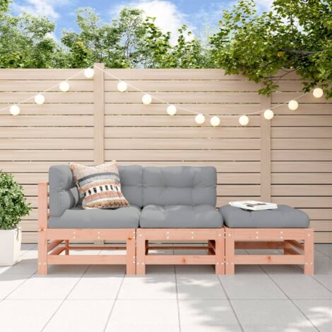 vidaXL Gartenmöbelset 3-teilig mit Kissen aus massivem Douglasienholz