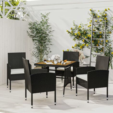 vidaXL Gartenmöbelset 5 Teile Geflochtene Kunststoffe Schwarz