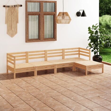 vidaXL Gartenmöbelset 5 Teile Massivholz Kiefer
