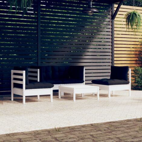 vidaXL Gartenmöbelset 5-teilig mit Kissen aus massivem Kiefernholz