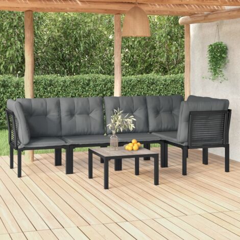 vidaXL Gartenmöbelset 6 teilig schwarz und grau rattan