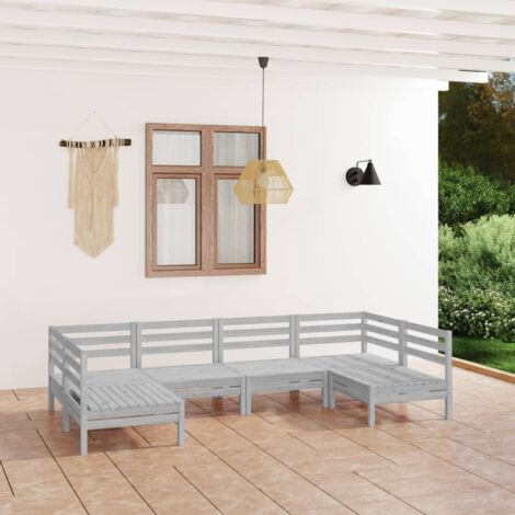 vidaXL Gartenmöbelset 6-teilig Weiß Massivholz Kiefer