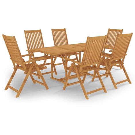 vidaXL Gartenmöbelset 7 Teile aus massivem Teakholz