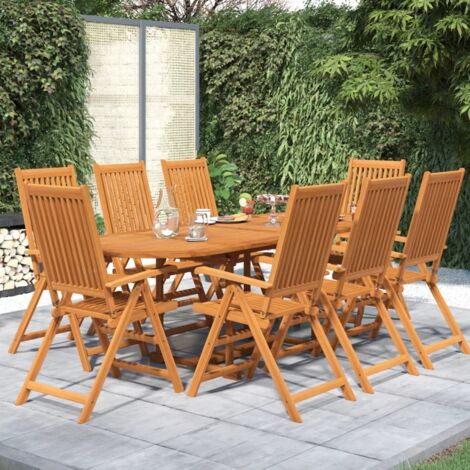 vidaXL Gartenmöbelset 9-teilig Massivholz Akazie