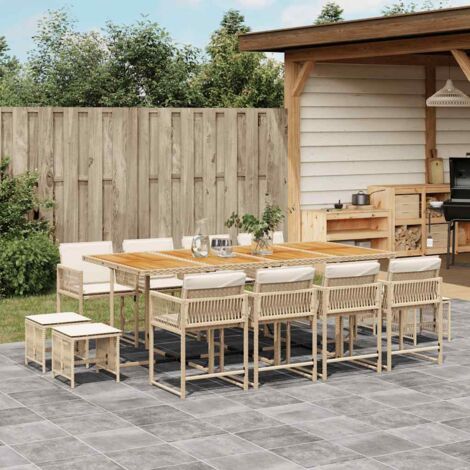 vidaXL Gartenmöbelset mit Kissen 13 Teile beige