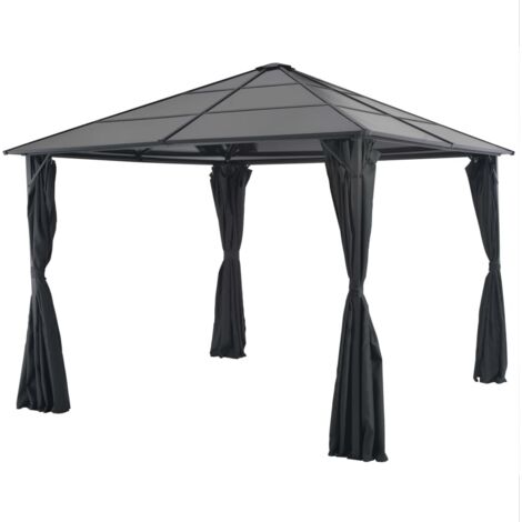 vidaXL Gartenpavillon mit Vorhang Aluminium 3×3 m Schwarz