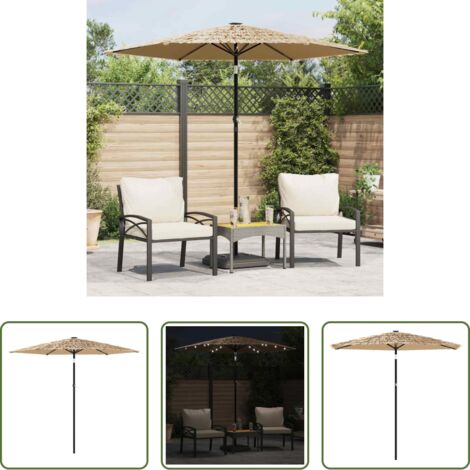 vidaXL Gartenschirm -  Sonnenschirm mit LED und Stahlmast Braun 223x223x213 cm
