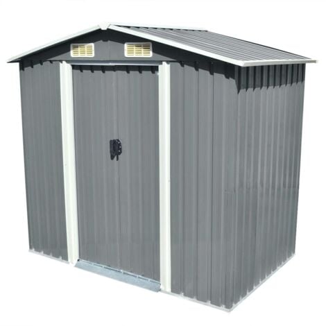 vidaXL Gartenschuppen Grau Metall 204 x 132 x 186 cm