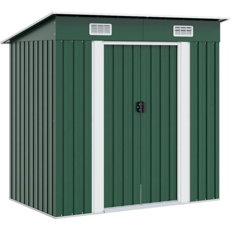 vidaXL Gartenschuppen Grün Metall