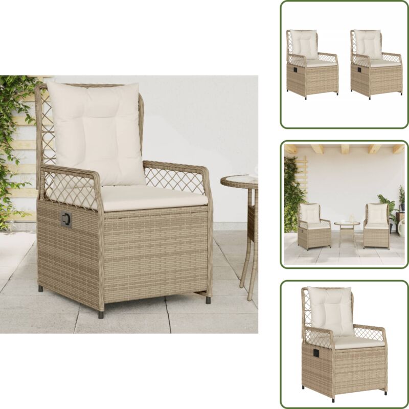 The Living Store - Vidaxl Gartensessel 2 Stk. Verstellbar Beige Poly Rattan